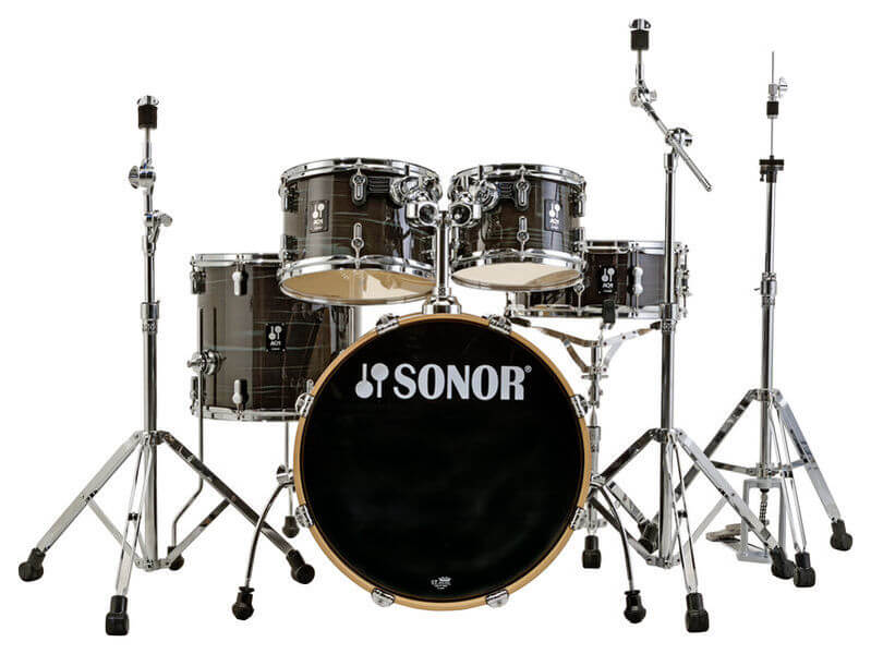מערכת תופים Sonor AQ1 - בס 22"- 5 תופים - צבע Woodgrain Black
